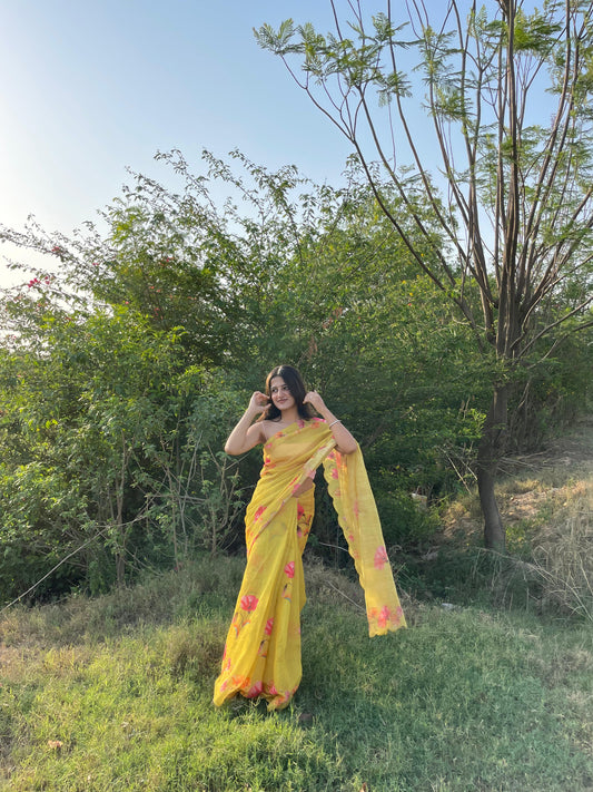 Floral Print Saree