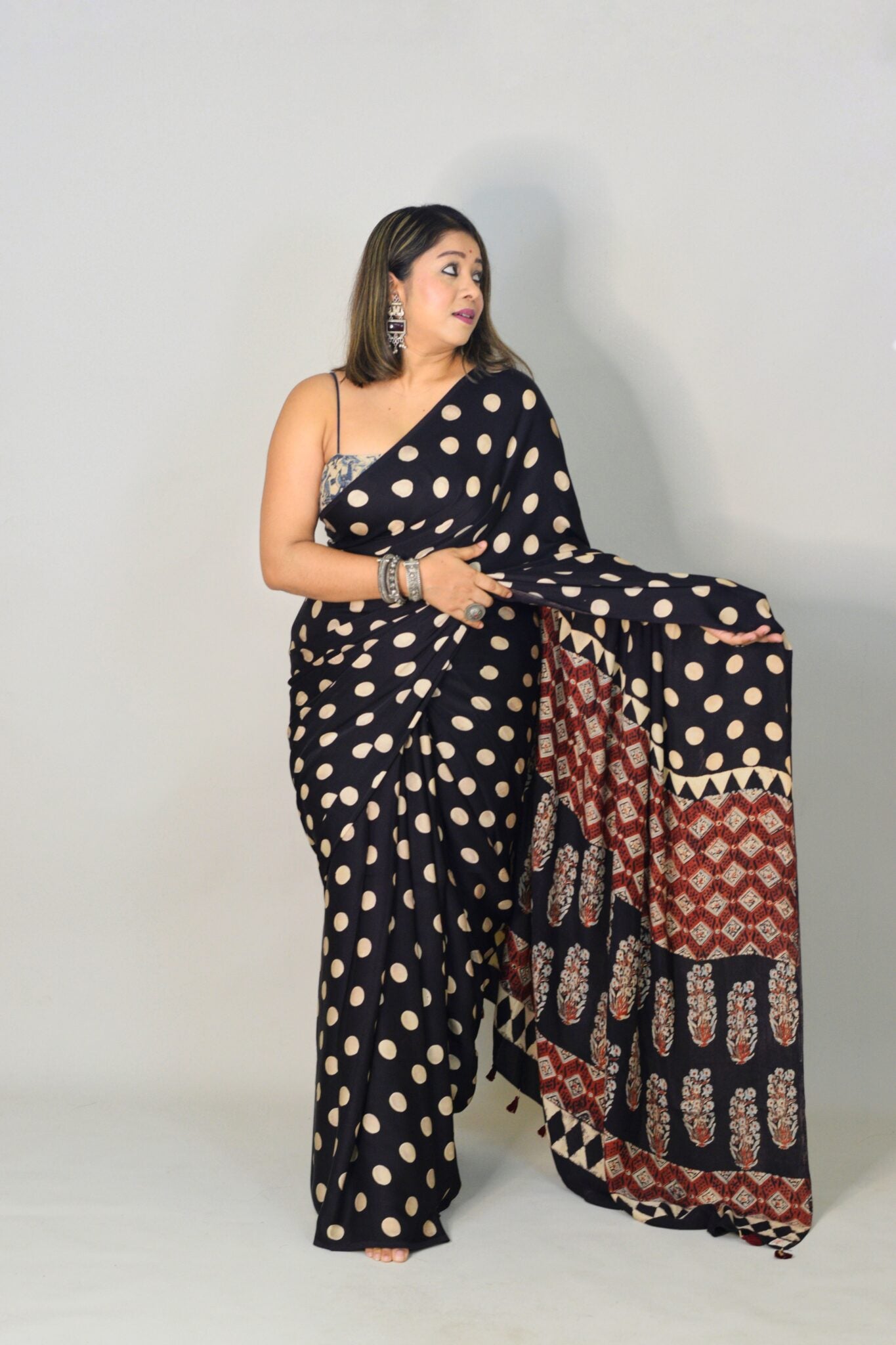 Classic Dotty Reyon Saree Delight