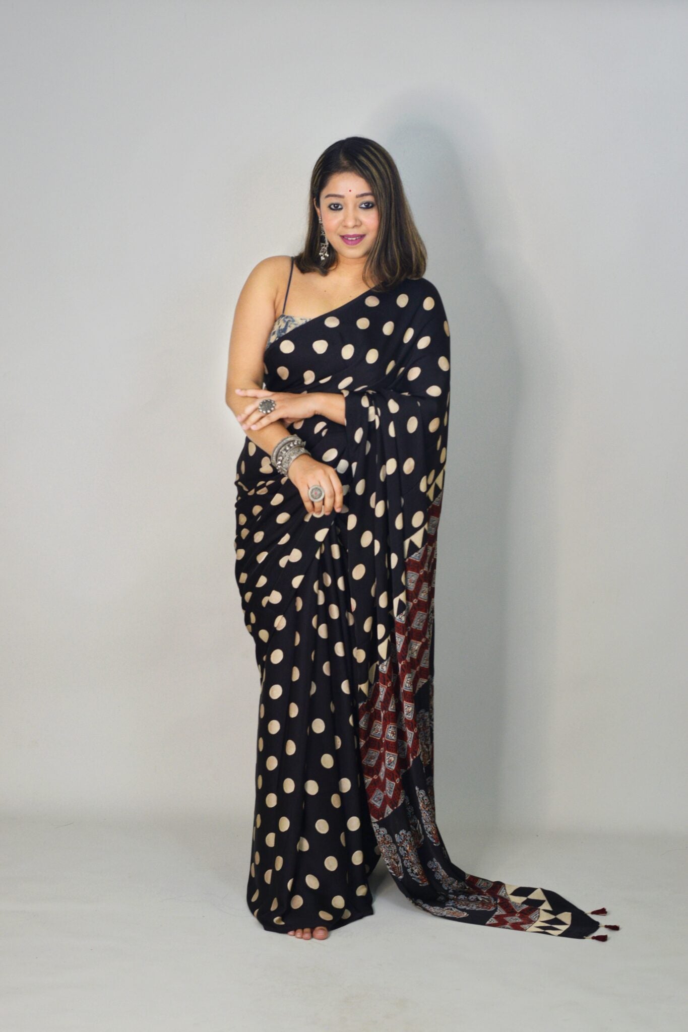 Classic Dotty Reyon Saree Delight