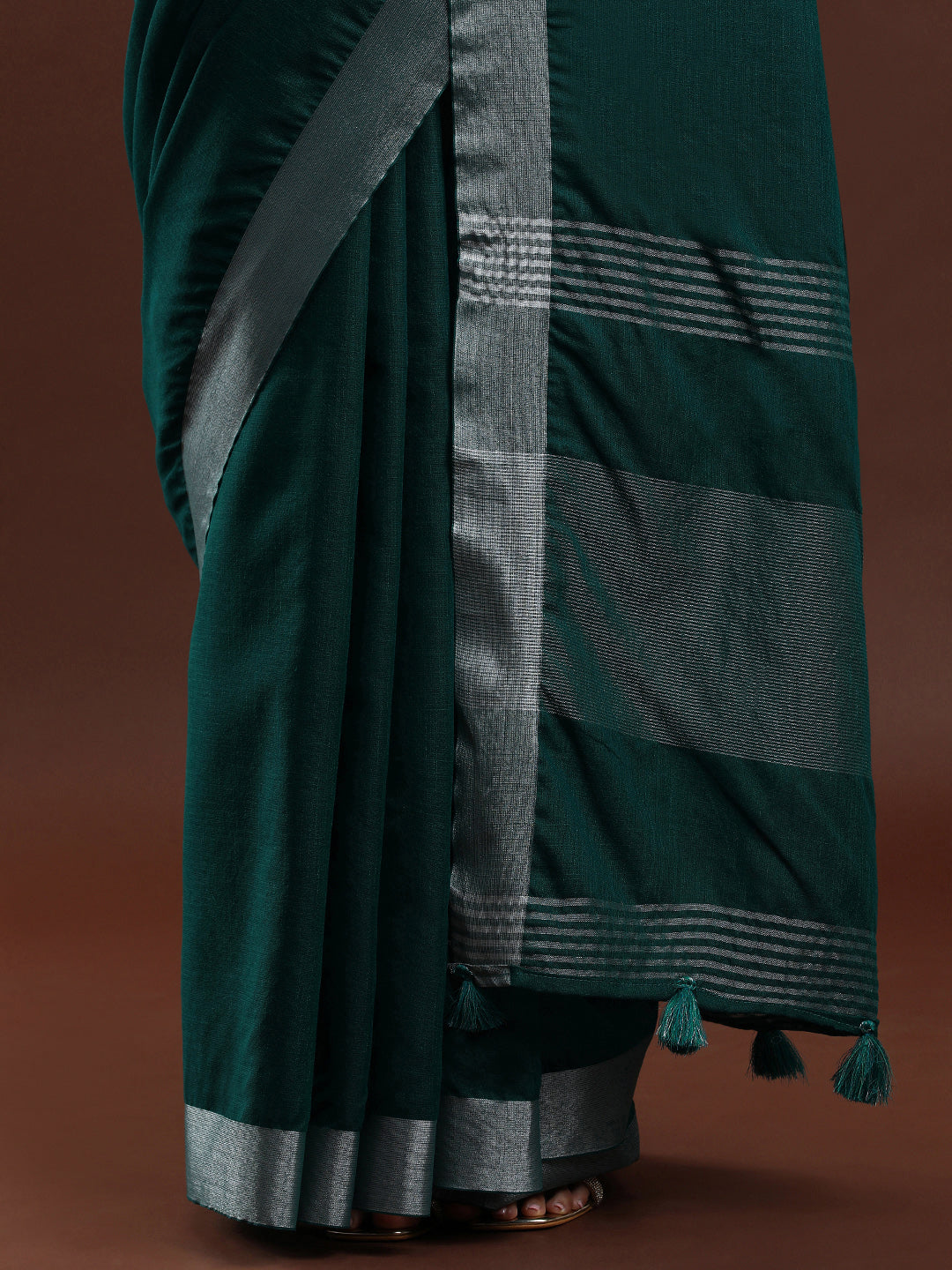 Dark Green Linen Saree