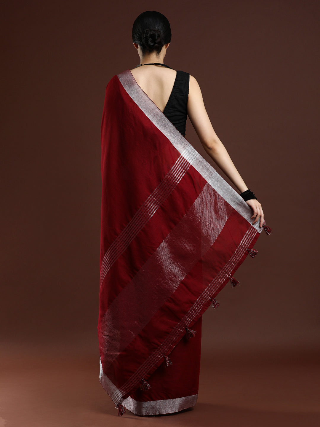 Red Linen Saree