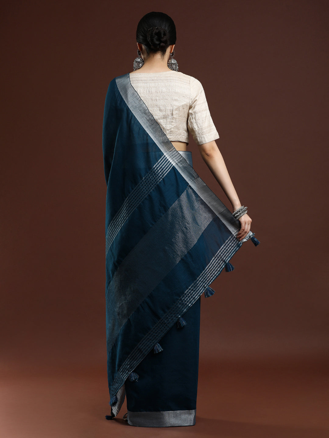 Dark Blue Linen Saree
