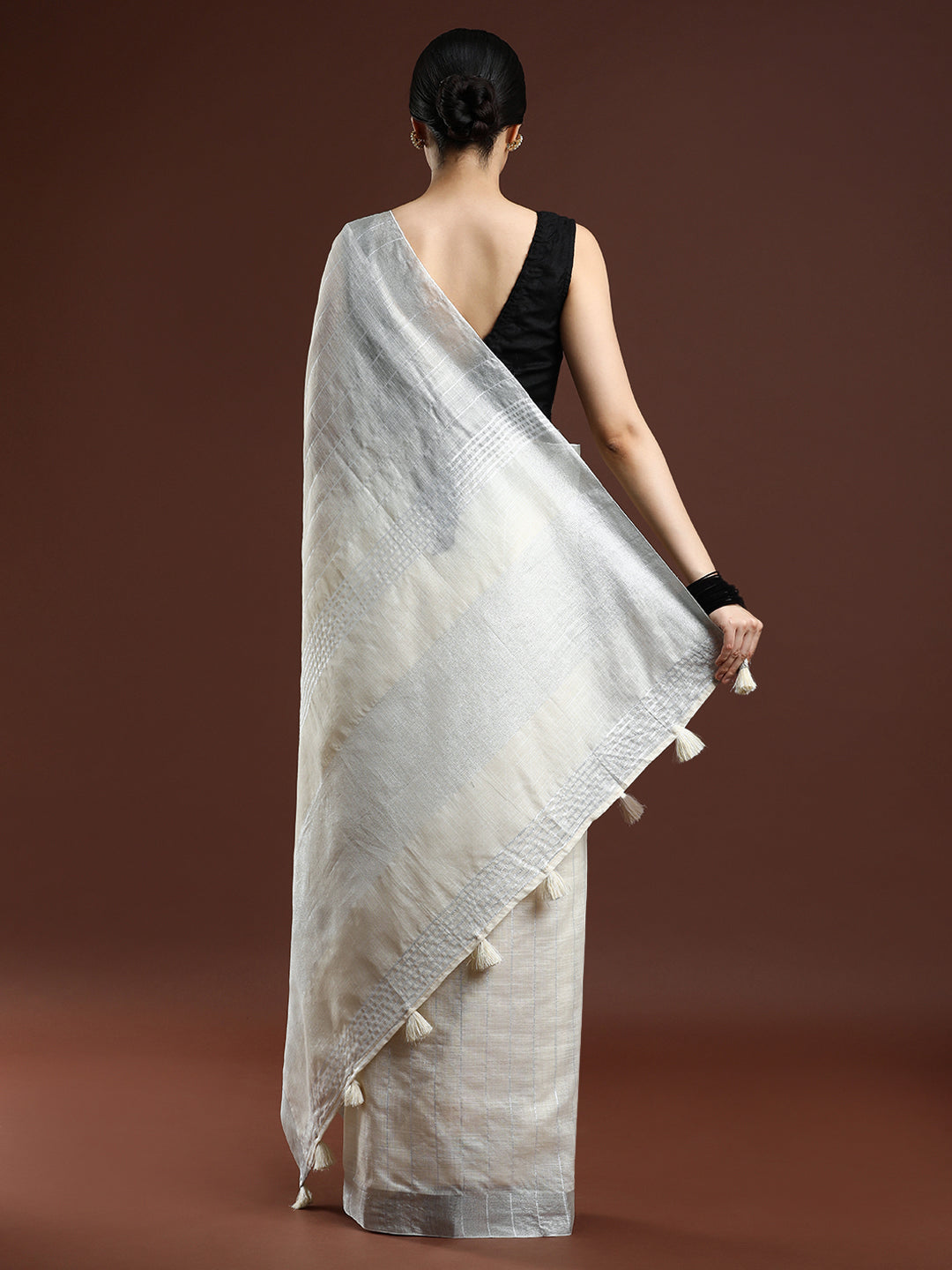 White Linen Saree
