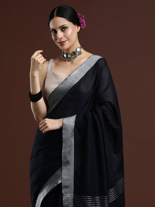 Black Linen Saree